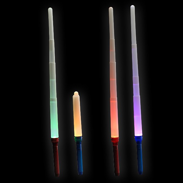 LED Mini Teleskopschwert Regenbogen "Blau Und Rot Sortiert"