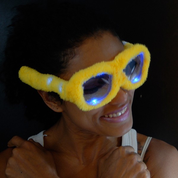 LED Leuchtbrille "Party Plüsch Gelb"