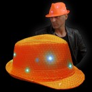 LED Paillettenhut "Neon Orange"