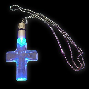 LED Power Light Halskette "Kreuz Blau"