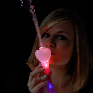 LED Glasfaserlampe Regenbogen "Bonbon Herz"