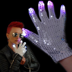 LED Glove Sequin Fingers "Right Hand"