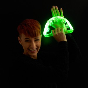 LED Tambourine "Green Transparent" 180 Degrees