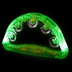 LED Tambourine "Green Transparent" 180 Degrees
